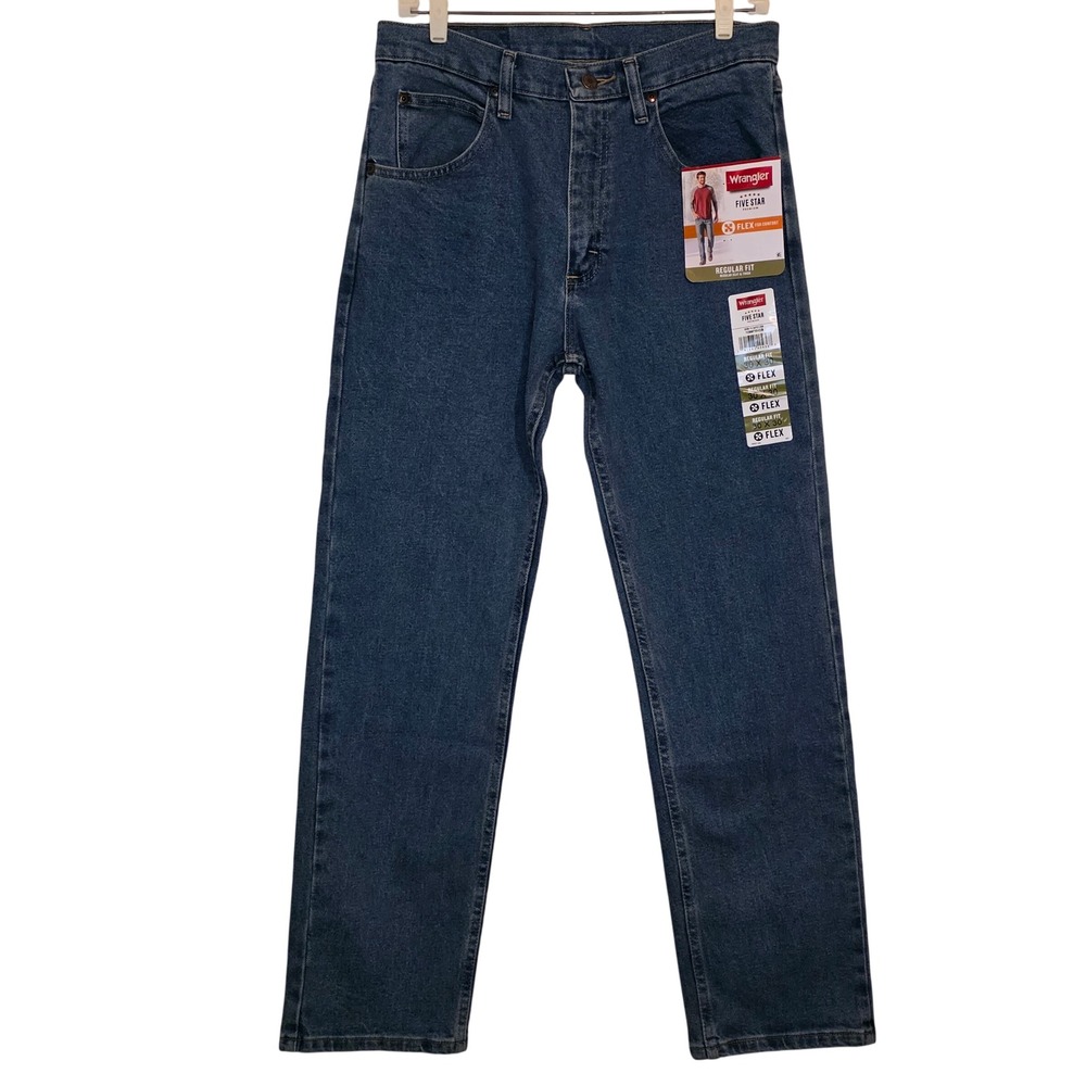 Wrangler Five Star Premium Flex For Comfort Regular Fit Men's‎ Jeans 30x31 Denim